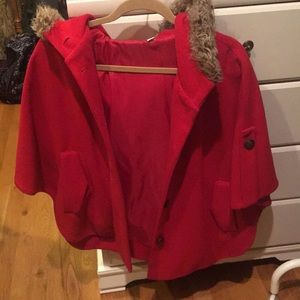2/$30 Red Wool Poncho jacket